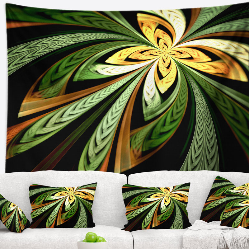 Tapisserie de motif fleur abstraite en couleurs, H 78 po x l 92 po