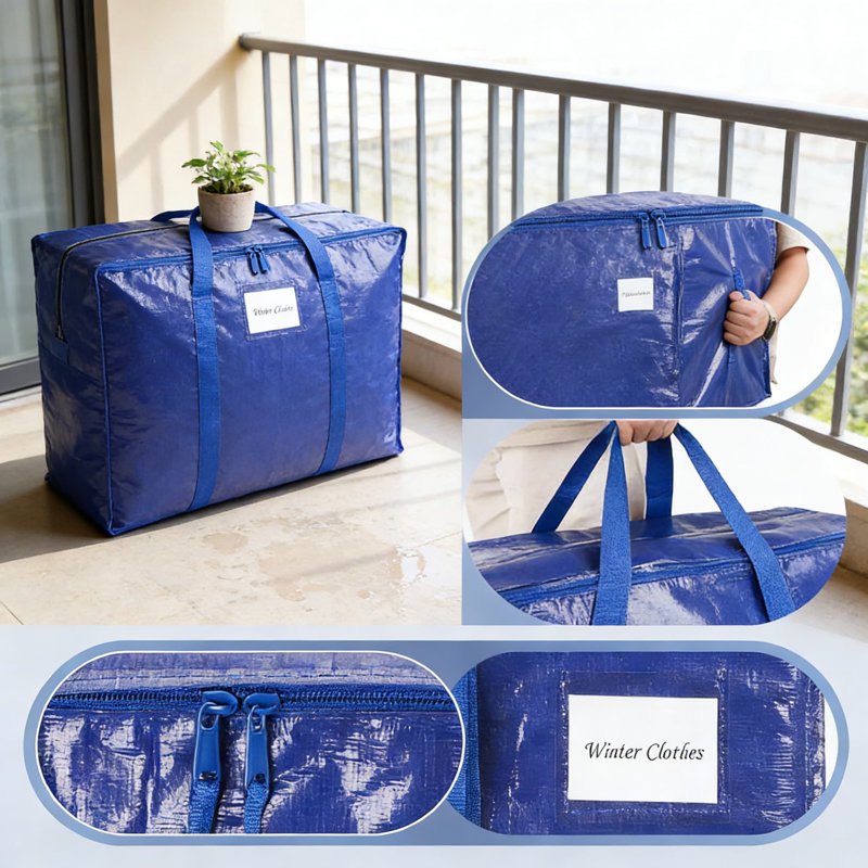 Heavy Duty Moving Bags 6 Pack - Extra Large Storage Totes With Reinforced Zipper & Handles For Clothes, College Move In, And Home Organization