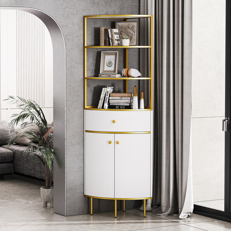 Bibliothèque d'angle moderne, H 74,8 po x l 18,9 po