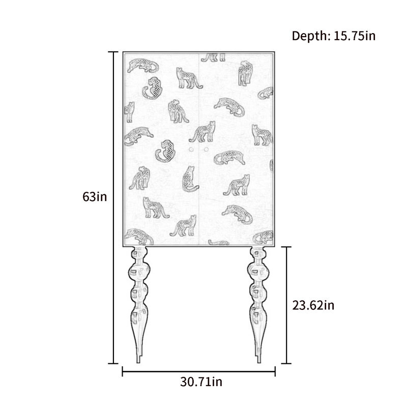 Modern Minimalist Double Door Wardrobe, Ivory White/Brown