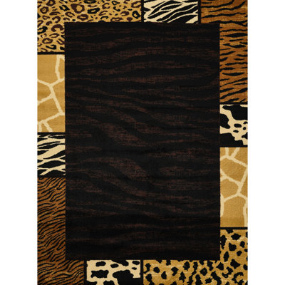 13.9 Lb Black Zebra Striped Area Rug, 0.38 In. Pile Height, Suitable For Home Leopard Print & Pet Safe