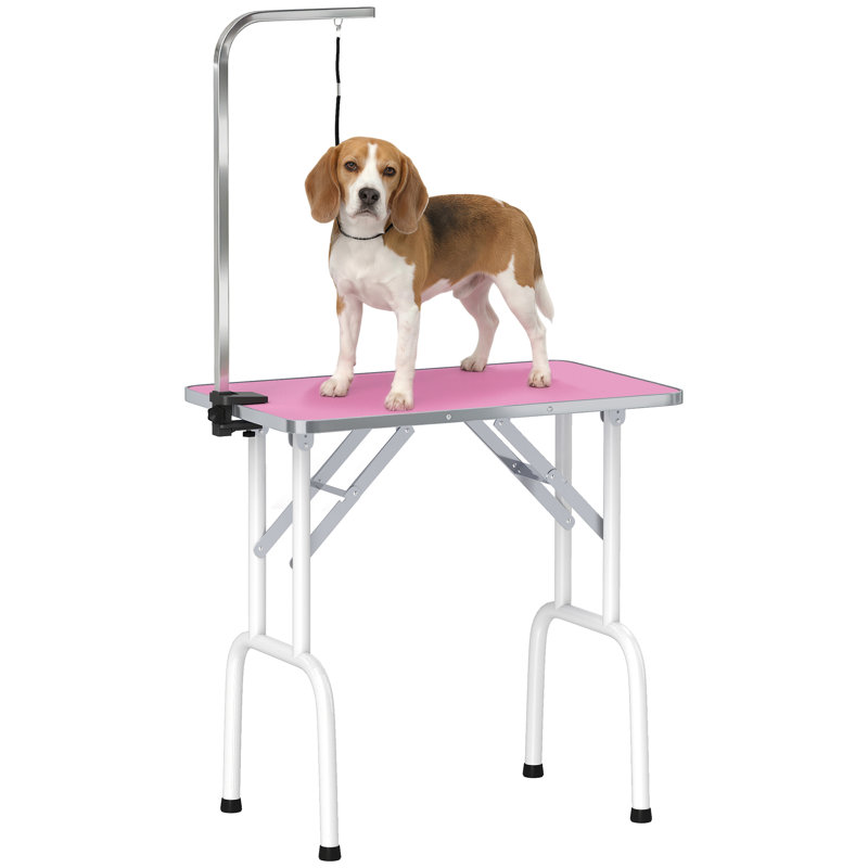 80cm H x 81cm W x 48.5cm D Adjustable Tabletop Grooming Table, Pink
