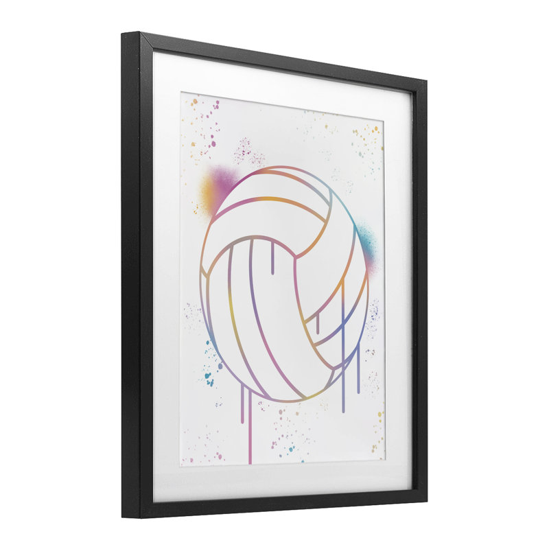 «Graffiti Volleyball Drip», impression par Marcus Prime, Cadre noir minuit, H 16 po x l 13 po