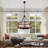 Farmhouse 8-light Rustic Brown Wood Drum Chandelier For Kitchen Island With No Bulbs Included