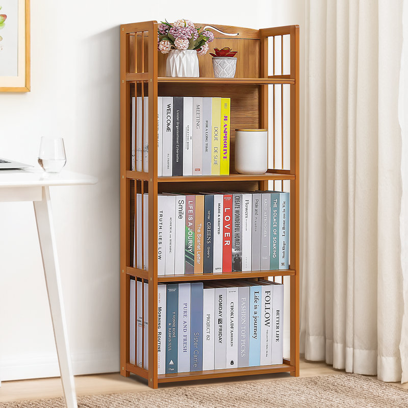 Bibliothèque de rangement en bambou Kambrina, (4 tablettes) H 43,7 po x l 19,7 po x P 9,8 po