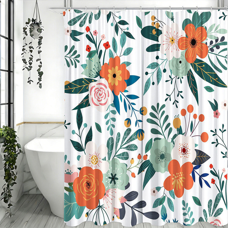 Shower Curtains with Hooks Included