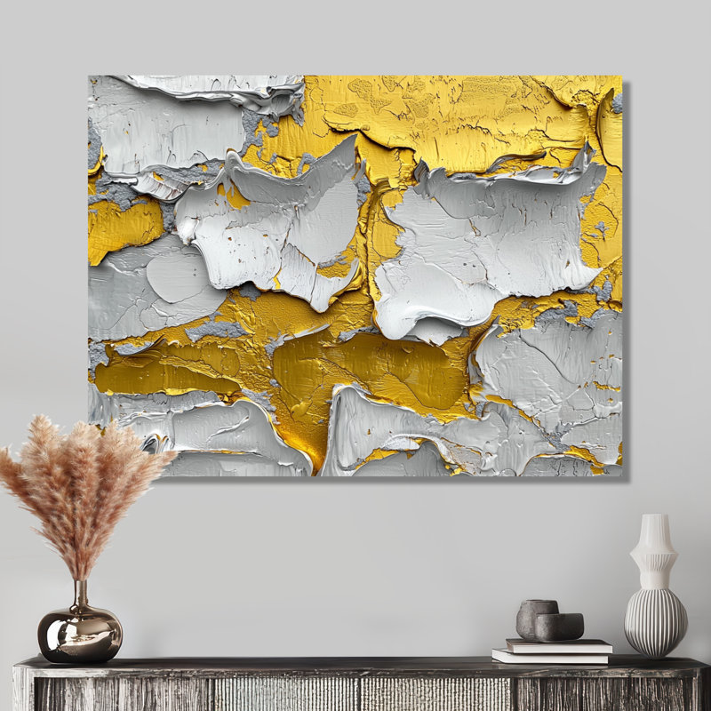 Jaune et gris, abstrait Grove Harmony II - Impression abstraite sur suprématisme, H 12 po x l 20 po