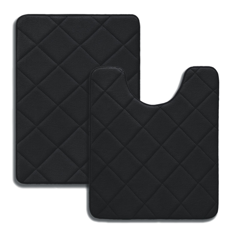 Tapis de bain avec mousse à mémoire de forme antidérapante (ensemble de 2), Noir