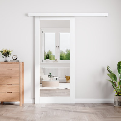 Porte de grange coulissante en verre 1-Lite 80 po