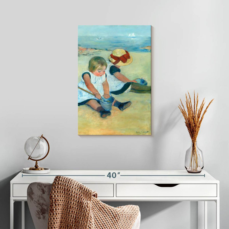 Leisha, enfants jouant sur la plage, 1884, H 24 po x l 16 po