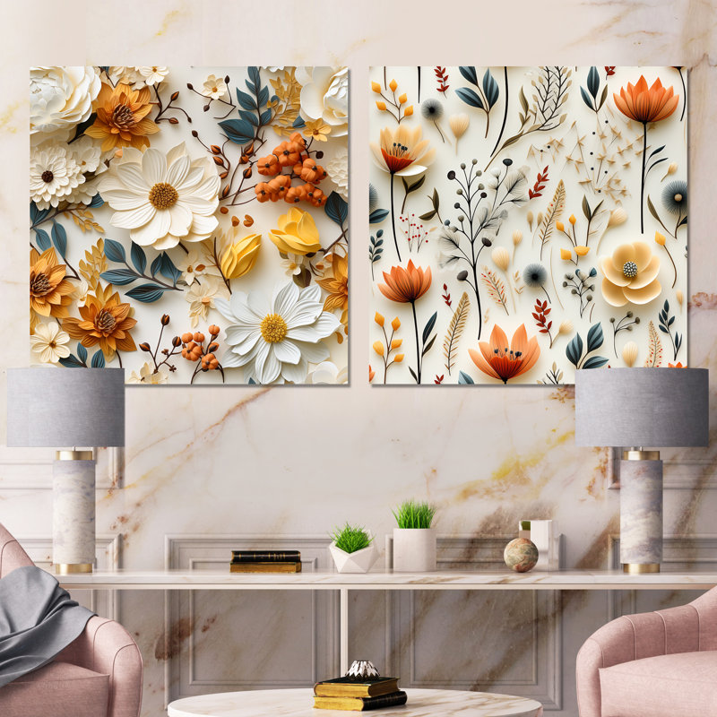 Ensemble de salon Ismay - Floral Wall Art, Toile tendue, H 16 po x l 33 po x P 1 po