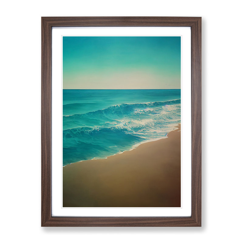 Calming Beach - Single Picture Frame Print, Walnut, 46cm H x 34cm W x 2cm D