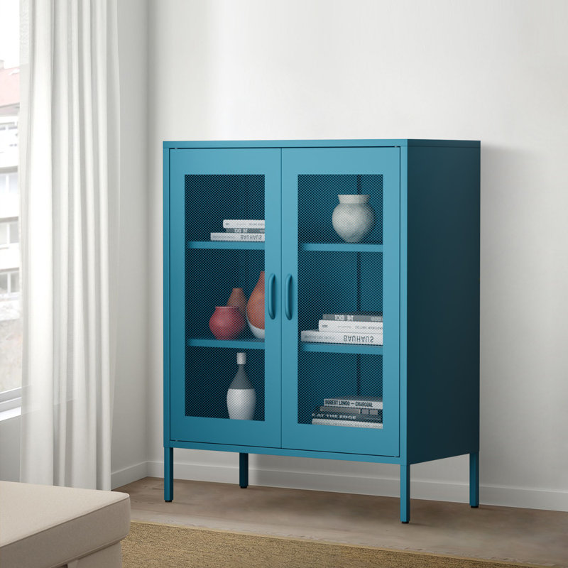Fundin 31.5'' Wide 2 - Shelf Storage Cabinet, Blue