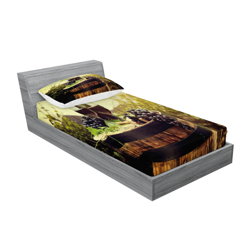 Drap-housse et coussin décoratif Ambesonne, Ensemble de draps pour lit simple très long + 3 p