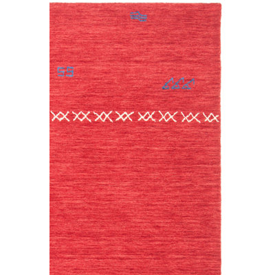 Tapis rouge en laine fait à la main Santiago