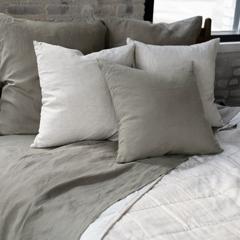 100% French Linen Sheet Set, Moss, Twin Sheet Set with 1 Pillowcase