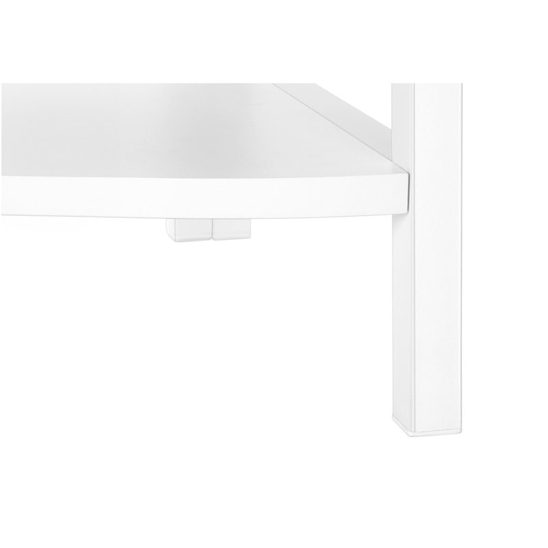 Bookshelf, Bookcase, Etagere, Corner, 4 Tier, 60"H, Office, Bedroom, White Laminate, White Metal, Contemporary, Modern