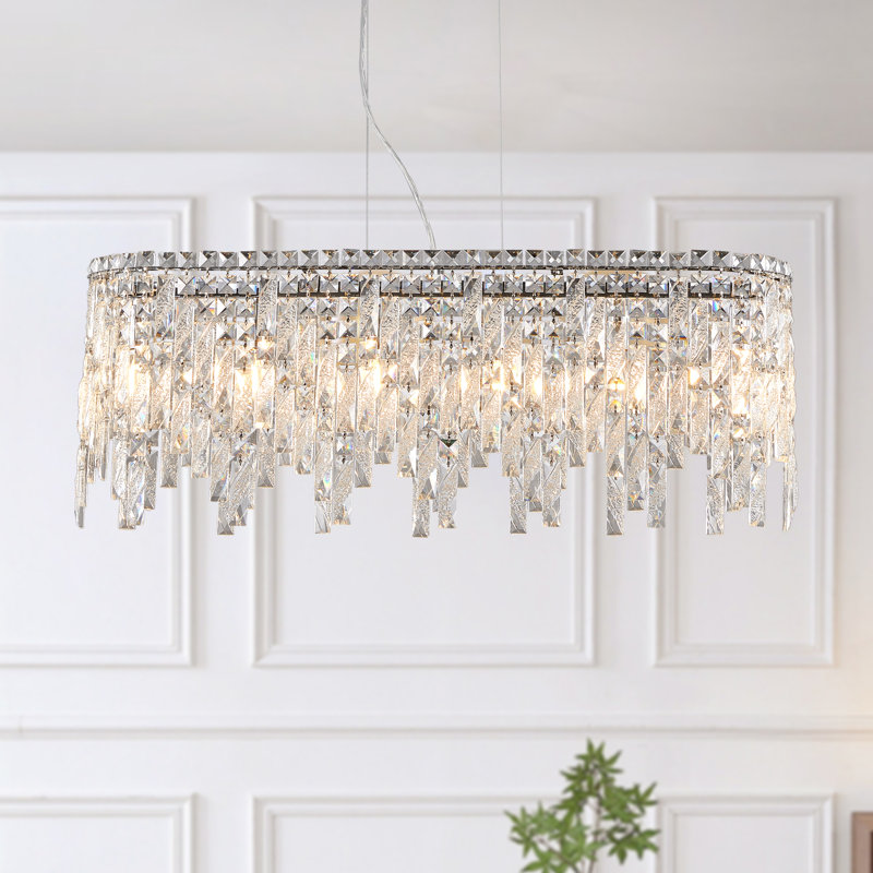 6 lustres réglables en cristal de fer transparent chromés
