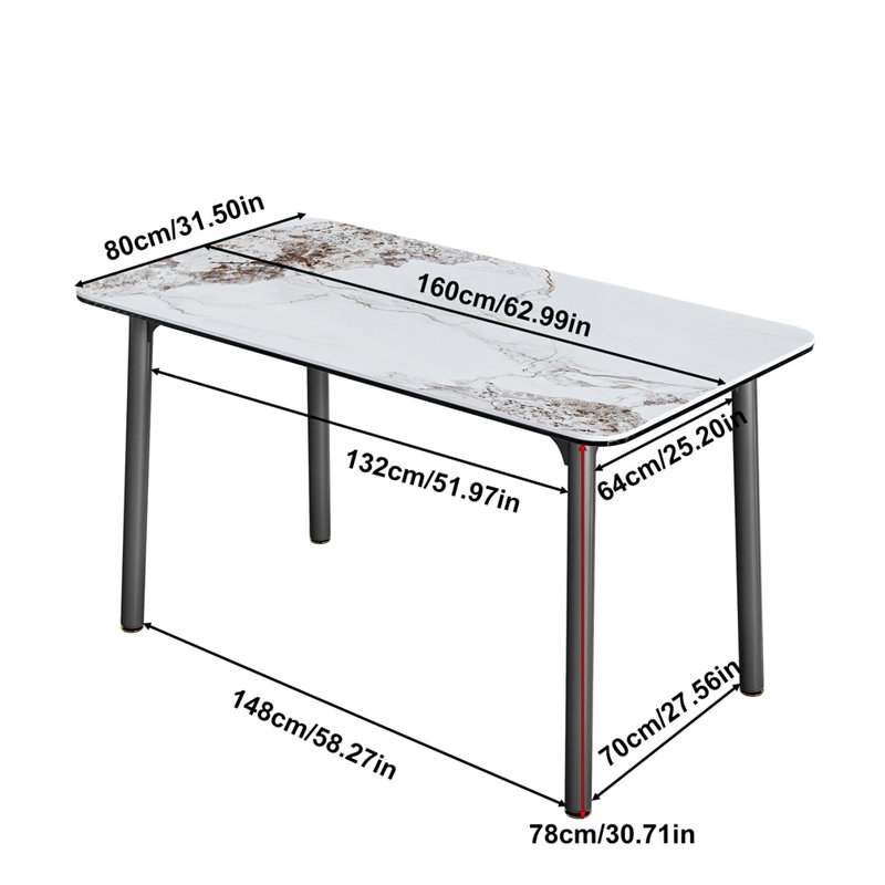 Luxury Rectangle Kitchen Table Sintered Stone Dining Table For 4-6 People