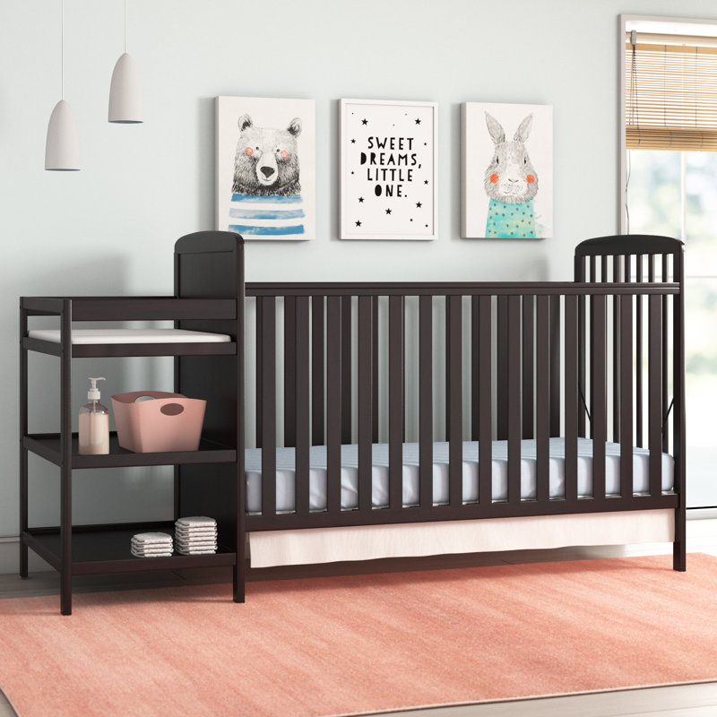 Lit de bébé convertible 4 en 1 Crib N Changer, Noir