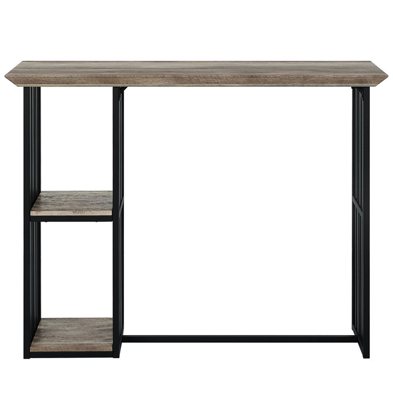 Table de salle à manger en chêne et sable noir - hauteur de comptoir avec 2 tablettes pour un rangement supplémentaire