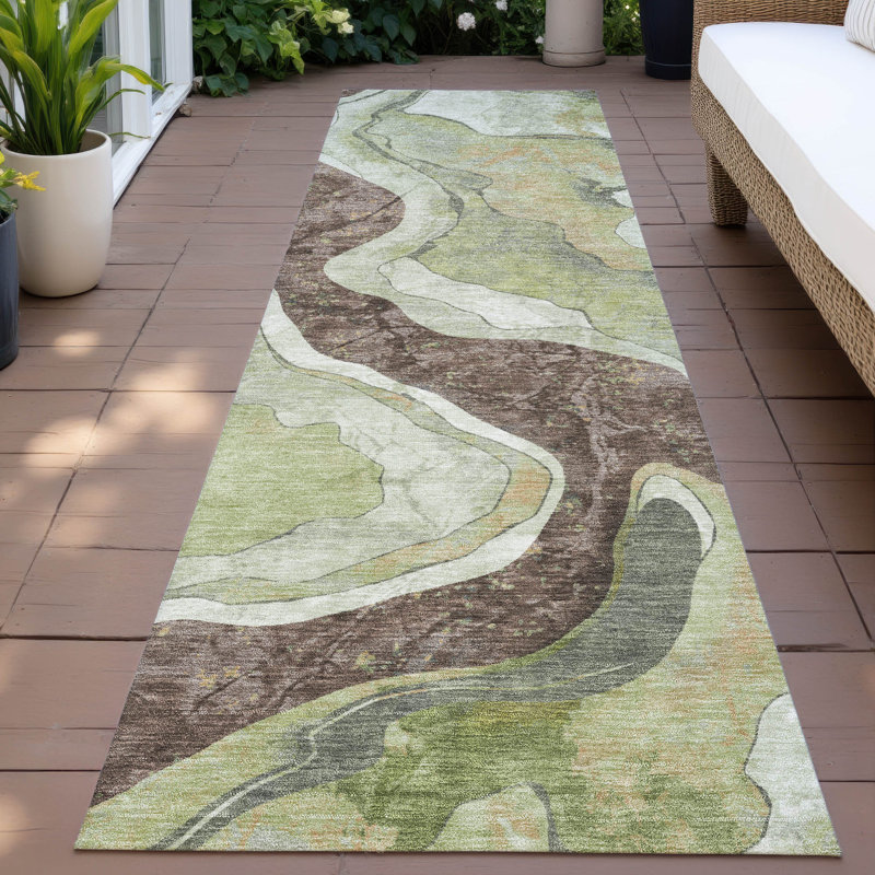 Tapis abstrait intérieur / extérieur lavable à la machine Husky ACN2219, Tapis de couloir 2 pi 3 po x 7 pi 6 po
