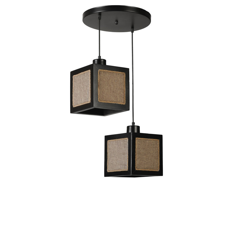 Chandle Chandelier, Rattan/Black