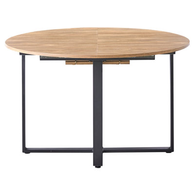 Extendable Round Metal Base Dining Table