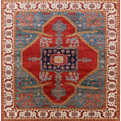 Tapis rouge / ivoire / bleu