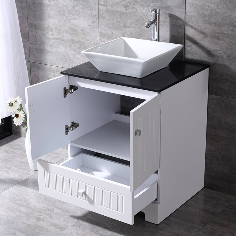 Brijmohan 24.8'' Single Bathroom Vanity with Glass Top