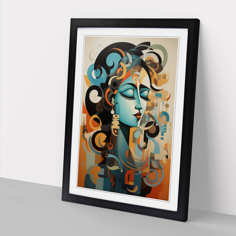 Indian Woman Dadaism No.2 1 Piece Single Picture Frame Wall Art, 46cm H x 34cm W x 2cm D, Black Framed