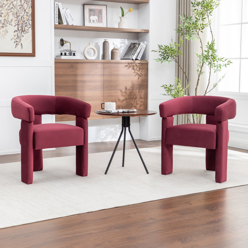 Chaise légère et luxueuse en velours, Rouge