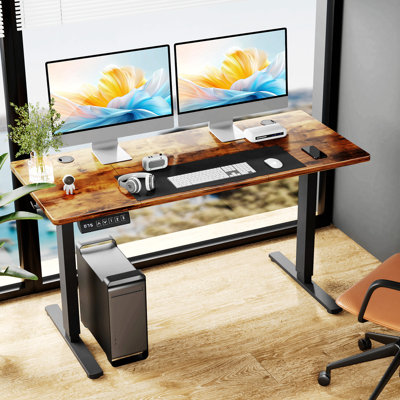 Standing Desk Adjustable Height 63 X 24 Inch Electric Computer Stand Up Desk With 3 Memory Presets, T-Shaped Bracket, Ergonomic Gaming Desk For Home Office Workstation