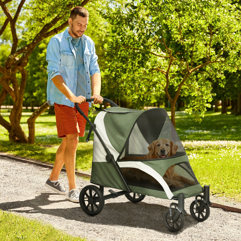 Foldable Pet Stroller, Green