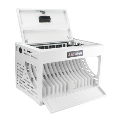 Station de charge de 16 appareils pour ordinateurs portables / tablettes, armoire de charge pour iPad / Chromebook / ordinateurs portables, chariots de rangement pour ordinateur portable et tablette pour salle de classe / bibliothèque / bureau / verrouillable