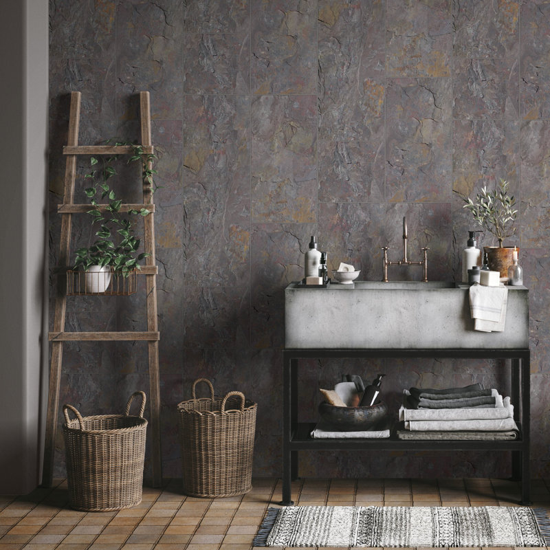 The Bricks and More Tile optic 10.05m x 53cm Matte Wallpaper Roll, Grey