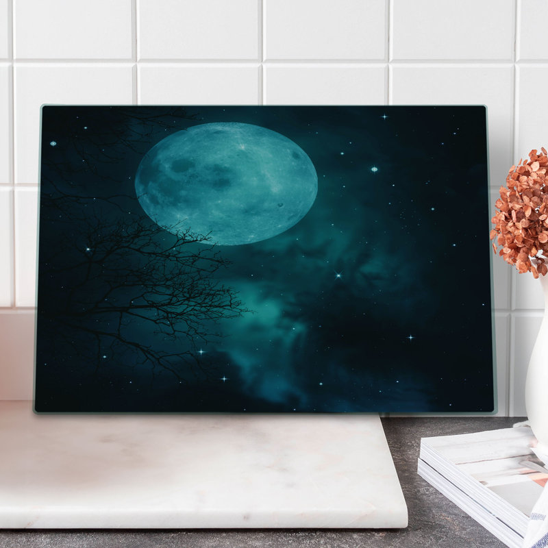 Grande planche à découper Ambesonne Cosmos Moon bleu pétrole