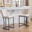 Tabouret de bar moderne rembourré de 2 pièces - Structure en métal robuste, à boutons, beige