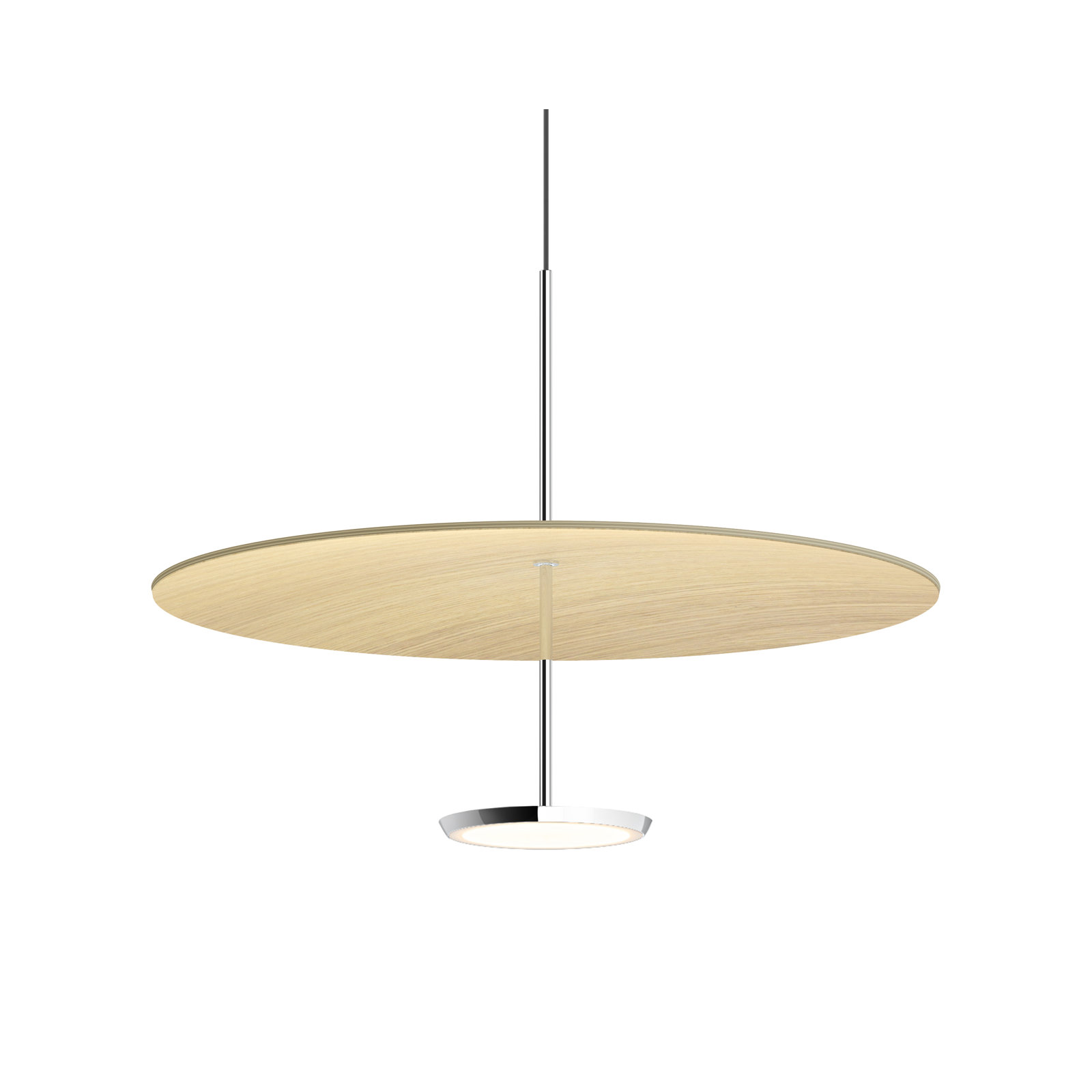 Sky Dome 1 - Light LED Pendant, 17.5" H x 24" W x 24" D, White Oak, Polished Aluminum