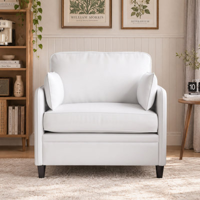 34.6" Modern Square Faux PU Leather Upholstered Accent Chair,Side Chair for Living Room, Offices and Bedroom