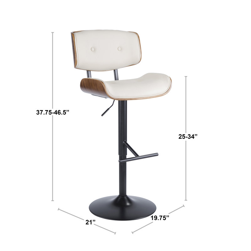 Betuel Swivel Upholstered Adjustable Height Counter Stool with Metal Frame, Cream