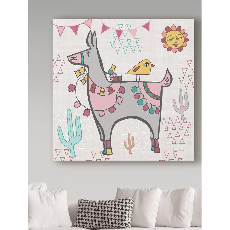 «Playful Llamas II», art sur toile, H 18 po x l 18 po x P 2 po