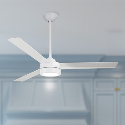 Roto 52" 3-Blade LED Ceiling Fan in Flat White with Flat White Blades and Etched Lens