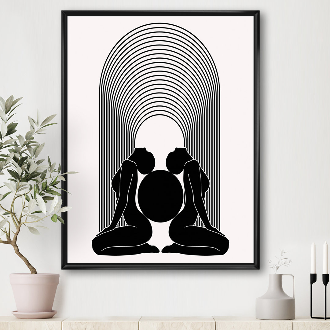 " Empowered Cosmic Women Geometric Goddess Series Black And White I " East Urban Home 