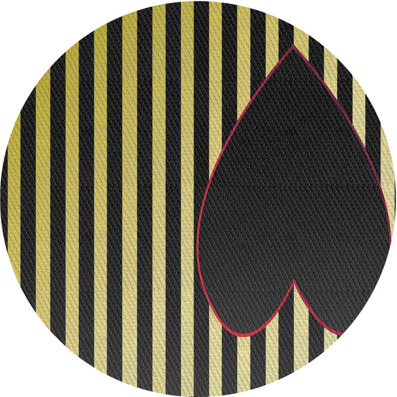 Tapis noir / vert Power Loom, Rond 3 pi