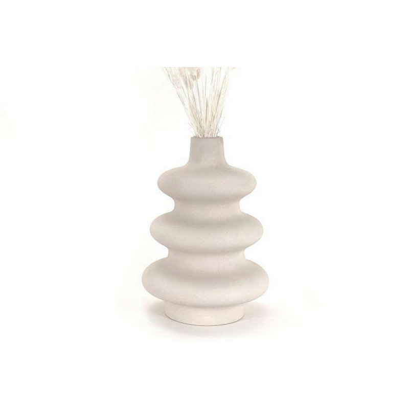 Cuello Ceramic Table Vase, 19cm H x 19cm W x 28cm D, Cream