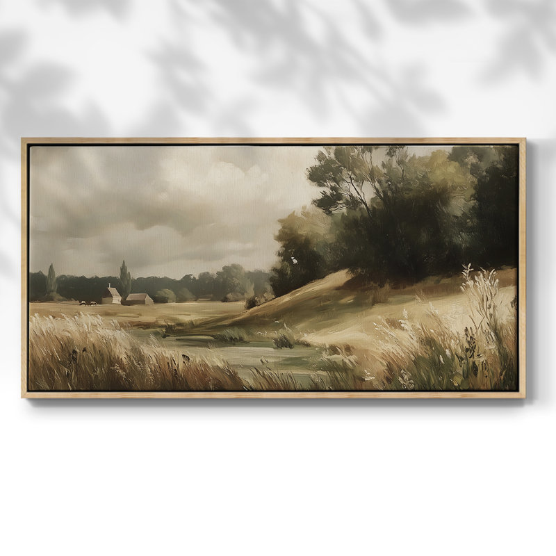 Série paysage - Lxxvi - Toile tendue avec châssis, prête à accrocher, H 25 po x l 49 po, Naturel