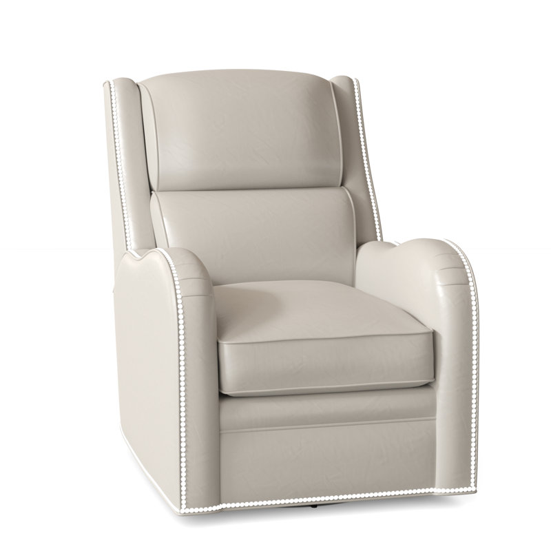 Stellan Recliner, Outsider Raven Genuine Leather, No Nailhead, Swivel Glider with Power Button