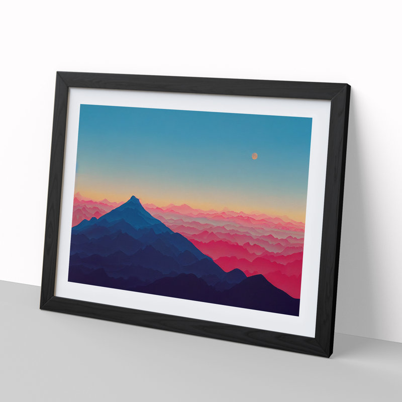 Exciting Mountain Sunset - Single Picture Frame Painting, Black, 46cm H x 64cm W x 2cm D