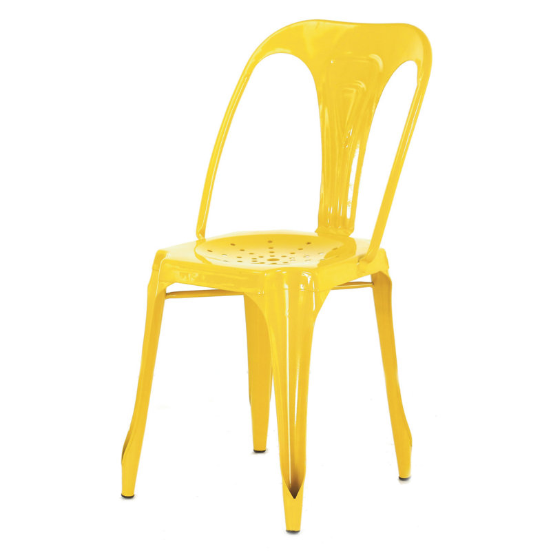 Burnett 45cm H Metal Slat Back Side Chair, Yellow